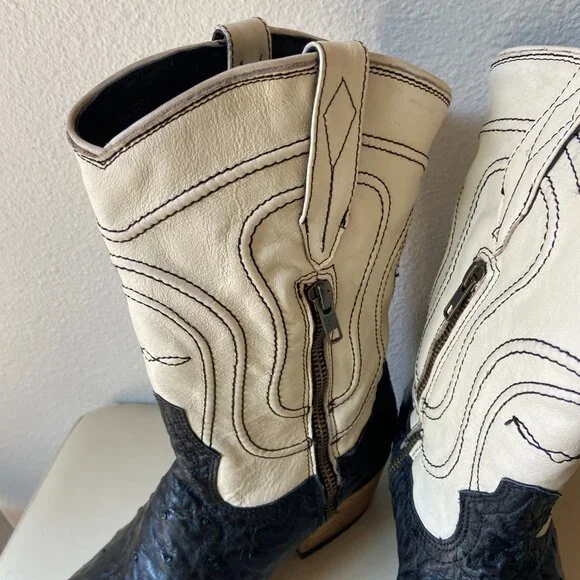 AMAZING~Freebird Warrick genuine ostrich skin boots SZ 9 - Picture 6 of 7